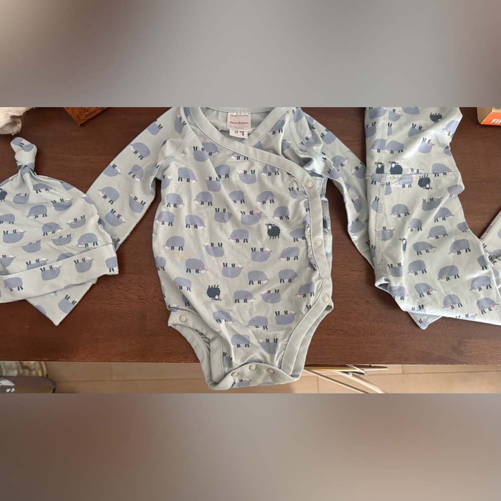 Elephant Print Baby Onesie and Hat Set
